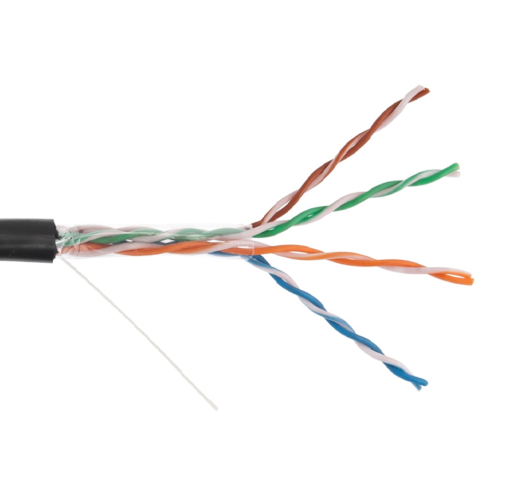Кабель Netlan U/UTP4 пары, кат. 5е, внешний, (КлассD),PE до -40 С, CU (чистая медь), одножильный, 100МГц, 305м (EC-UU004-5E-PE-BK)