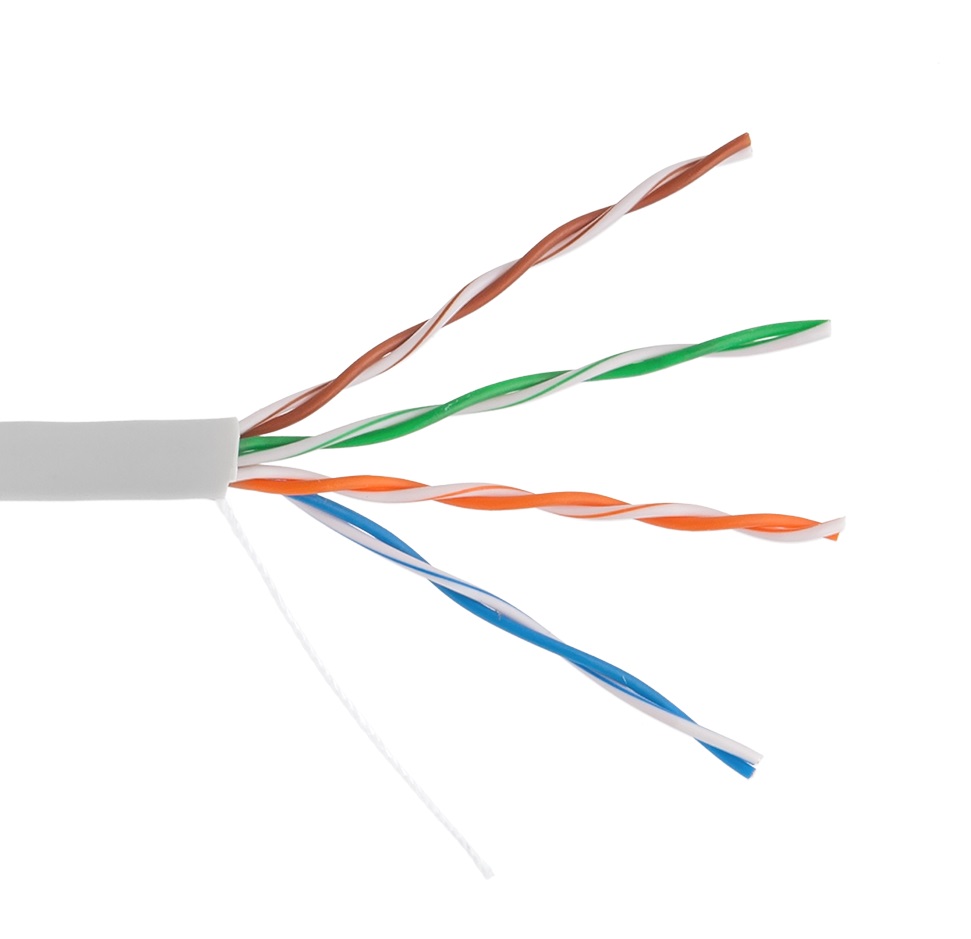 Кабель Netlan UTP4 пары, кат. 5е, внутренний,PVC, 24 AWG, одножильный, 100МГц, 305м (EC-UU004-5E-PVC-GY)