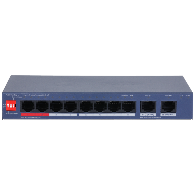 Коммутатор 8-портовый PoE DAHUA DH-CS4010-8ET2GT-110 с функцией облачного управления
