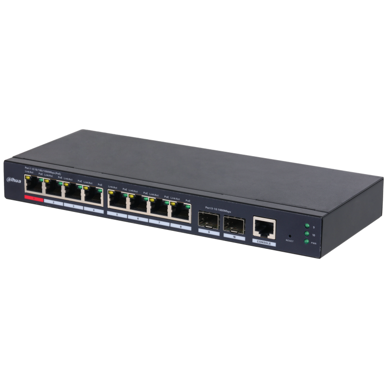 Коммутатор 8-портовый PoE DAHUA DH-S4210-8GT-110 гигабитный управляемый