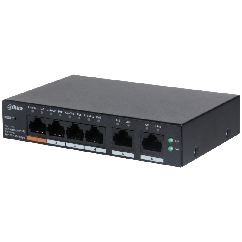 Коммутатор 4-портовый PoE DAHUA DH-CS4006-4ET-60