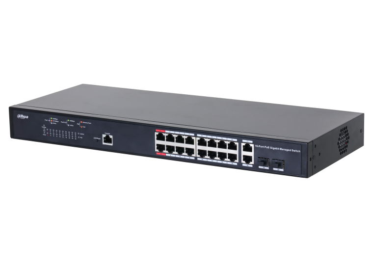 Коммутатор 16-портовый PoE DAHUA DH-PFS4218-16GT-230 гигабитный управляемый, уровень L2