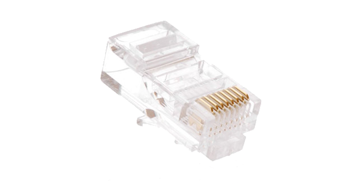 Коннектор NETLAN RJ45/8P8C под витую пару, Кат.6 (Класс E), 250МГц, покрытие 3мкд, универсальные ножи, для проводников 0,47-0,5 /EC-UP8P8C-6-003-TR-500/