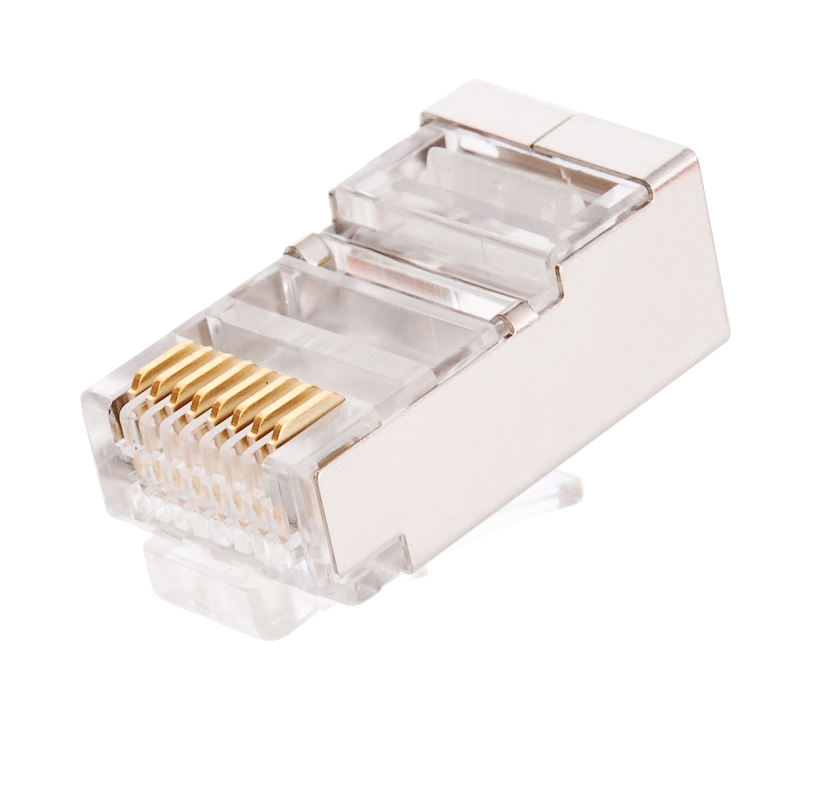 Коннектор NIKOMAX RJ45/8P8C под витую пару, NMC-RJ88RZ50SE1-100, Кат.6 (Класс E), 250МГц, покрытие 50мкд, универсальные ножи, экранированный, круглый