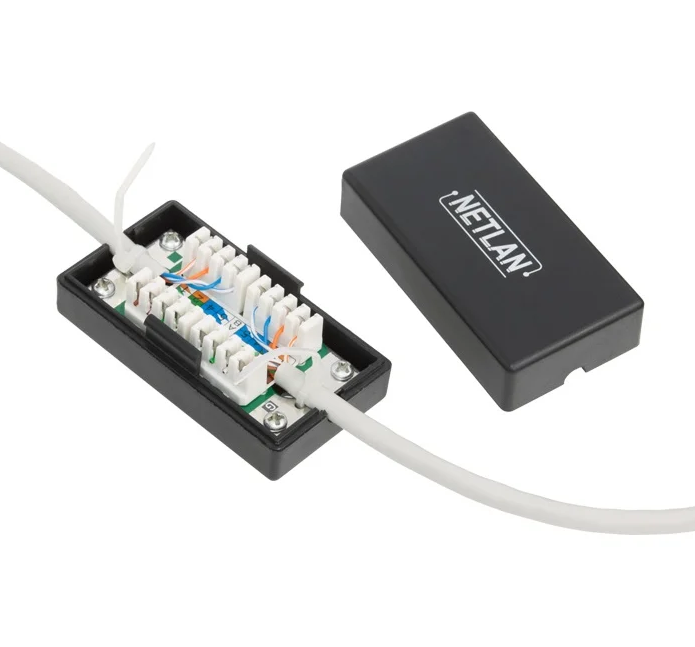 Кабельный соединитель NETLAN, EC-UCB-IDC-UD2-BK-10, IDC-IDC, Кат.5e (Класс D), 100МГц, KRONE, T568A/B, неэкранированный, черный
